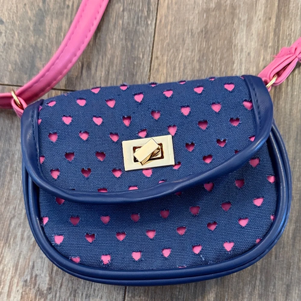 Claire's Navy and Pink Heart Bag